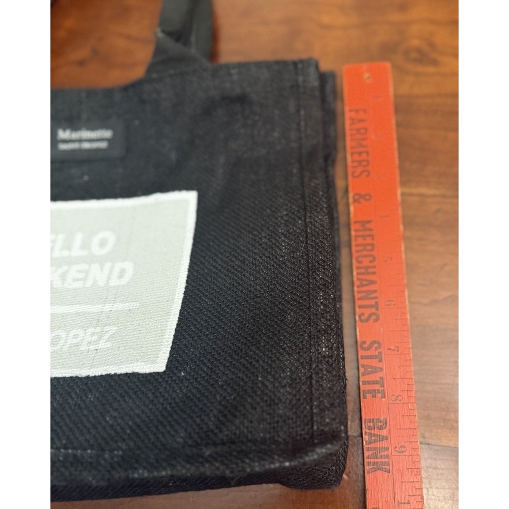 Marinette Saint-Tropez "Hello Weekend" Jute Tote Bag Black Beach Travel Shopper View 3